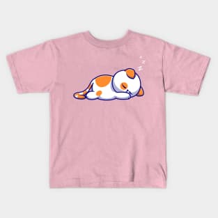 Cute Cat Sleeping Cartoon Kids T-Shirt